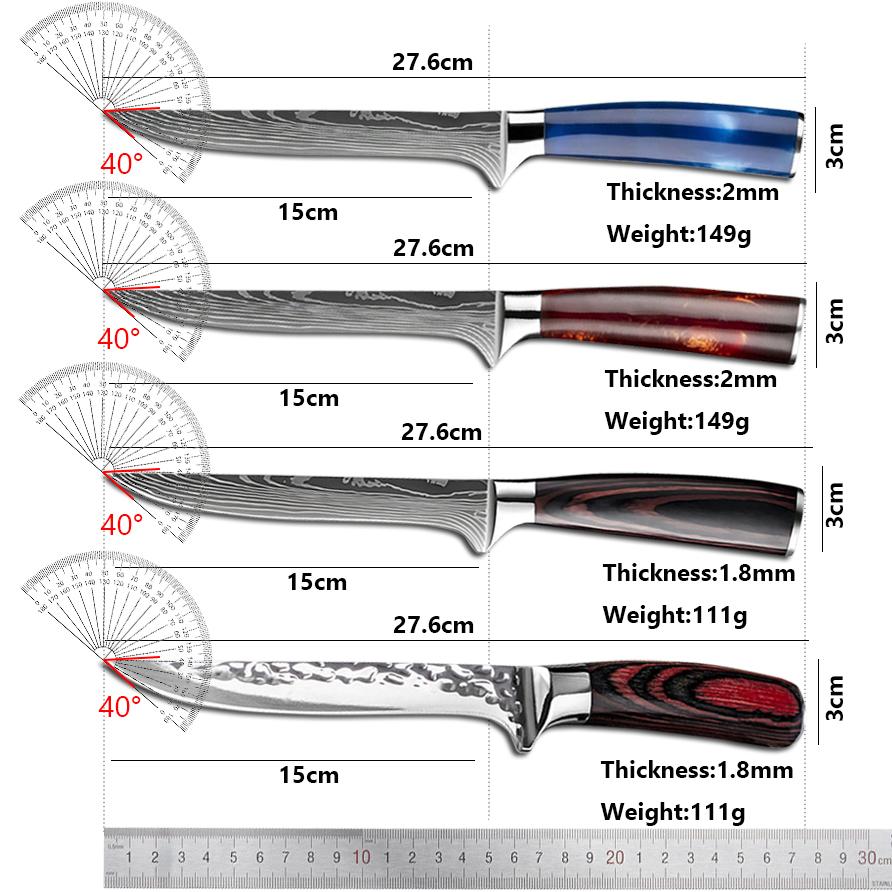 Stainless Steel Kitchen Knives Butcher Boning Knife with Sheath Sharp Chef Meat Cleaver Fish Sushi Cutter Cooking for Household