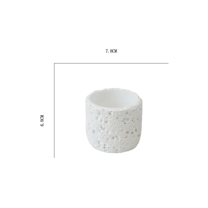 Milk White Creative Volcanic Stone Pattern Cement Succulent Flower Pot Office Home Desktop Decoration Green Plant Flowers