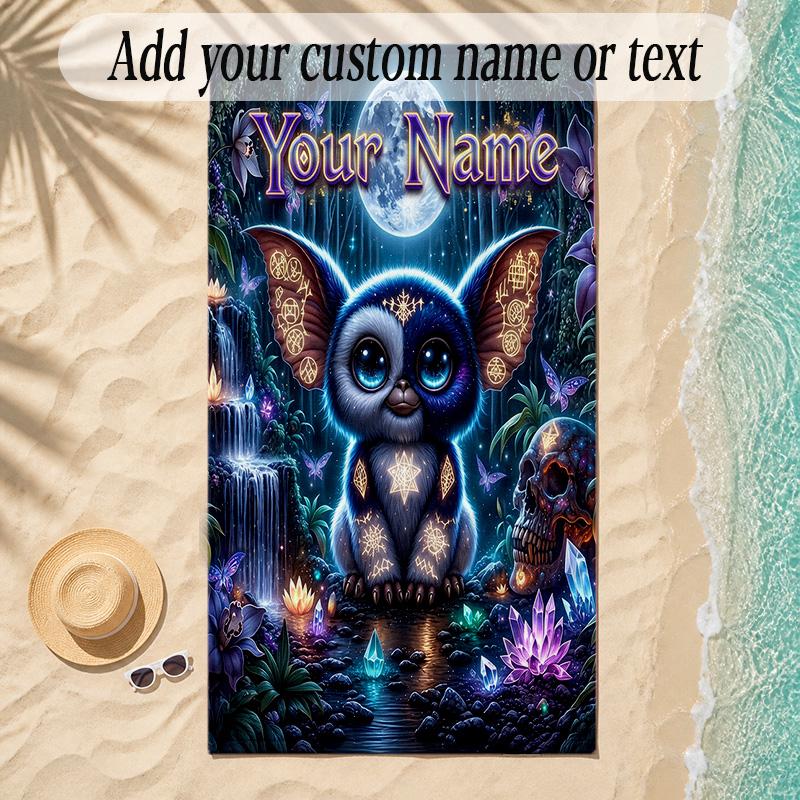 Forest Theme Soft Beach Towel Personalized Custom Name Text Towel Portable for Beach Pool Travel