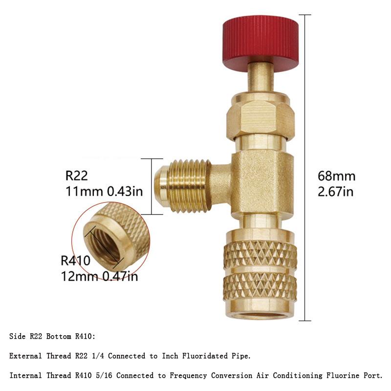 4/1pcs R410A R22 Refrigeration Tool Air conditioning Safety Valve Adapter Fitting Refrigeration Charging Copper Adapter With 1/4