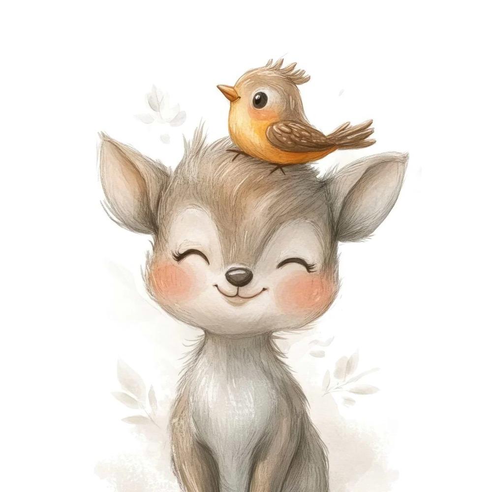 Boho Style Cartoon Animal Illustrations Posters Prints Canvas Painting Wall Art Picture Living Room Home Baby Room Nursery Decor