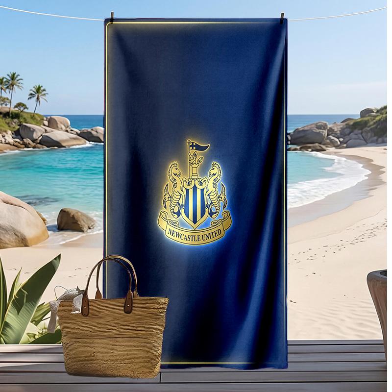 Asciugamano da Spiaggia con Stampa del Newcastle United Football, Asciugamano Grande Morbido ad Asciugatura Rapida per Spiaggia Campeggio Nuoto