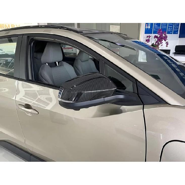 For Toyota bZ4X EA10 Carbon Fiber Style Door Side Mirror Cover Trim Rear View Cap Overlay Molding Garnish