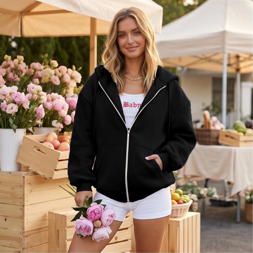 Women's Hoodie with Zipper Long Sleeve Pullover Sweatshirt for Fall and Winter