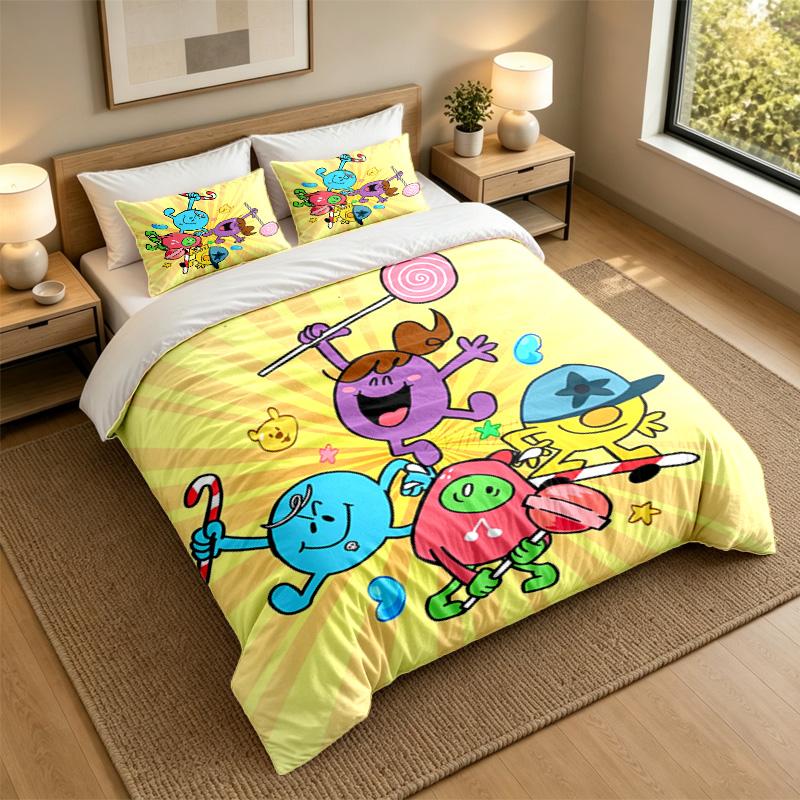 Weiches Bettwäsche-Set Mr. Muster für Herren & Kleine Miss, 1 Bettbezug plus 2 Kissenbezüge Stilvolle Schlafzimmer Heimtextilien