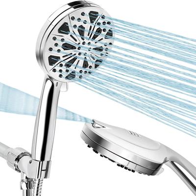 Hochdruck Handbrause Anti-Verstopfungsdüsen 8-Strahl-Modus 2 Power-Wash-Modus Einfache Installation Verchromte ABS-Duschkopf