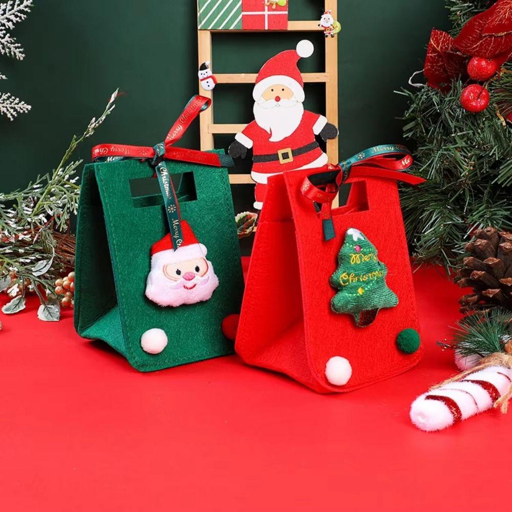 2PCS Thickened New Year Gift Bag Red Green Christmas Apple Bag Christmas Gift Bag Home Decoration