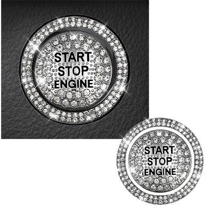 Bling Auto Push Start Button Aufkleber, funkelnde Strasssteine schützen den Knopf vollständig, dekorative Abdeckung, kratzfeste Schlüsselzündung &; Knopf Bling Ring,