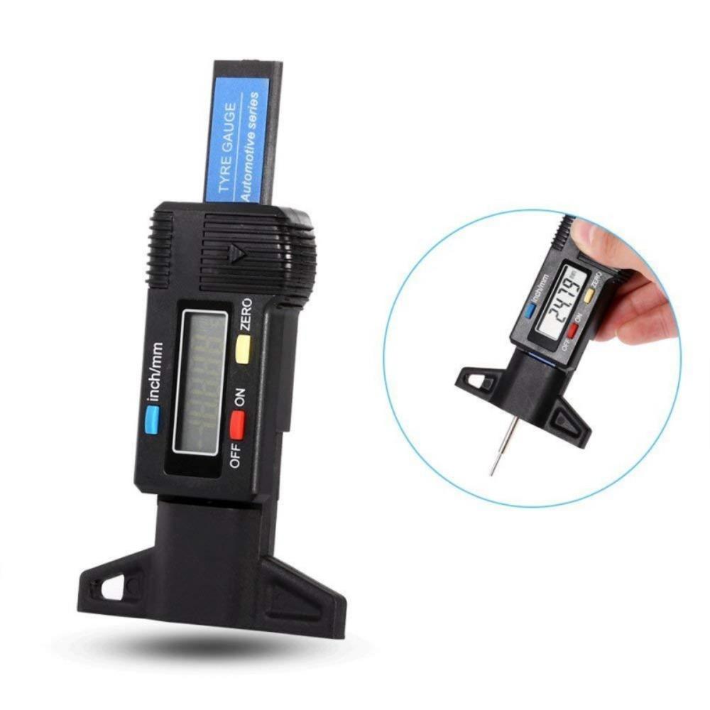 Digital Tire Tread Depth Gauge Mm/ Inch Measurement Portable Tire Brake Pad Wear Tool for Cars Trucks Motorcycles Vehicle Maintenance Tool