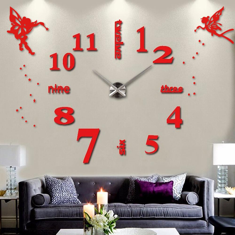 Digital Wall Clock Quartz Silent 3D DIY Large Decorative Clock Acrylic Mirror Wall Stickers for Living Room Decor