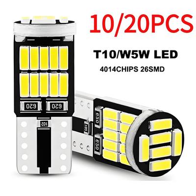 10 adet W5W T10 Led Ampuller Canbus 4014 26 Smd 6000K 168 194 Hatasız Araba İç Aydınlatma Kubbe Plaka Süper Parlak Otomatik Işık Sinyal Lambası
