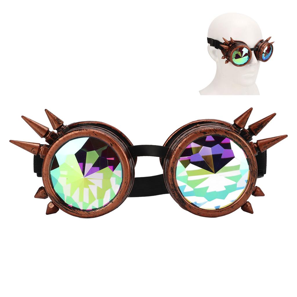 Halloween Kaleidoskop Rave Brille Regenbogen Kristallgläser Verstellbare Trippy Psychedelische Steampunk Brille