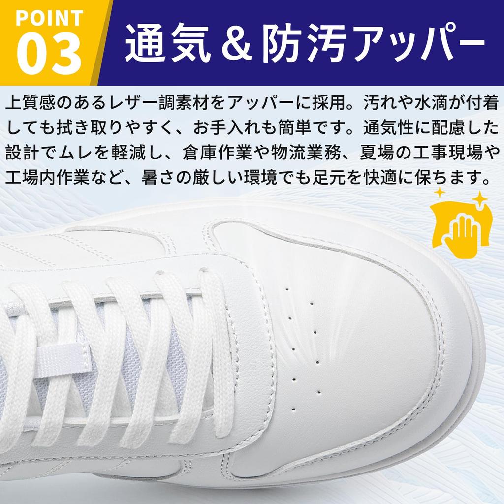 Work Shoes, Safety Shoes for Men, JSAA Class A Certified, Resin Toe Cap, Lightweight Safety Sneakers, Breathable, Puncture-Resistant, Stylish, Suitabl