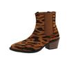 Fashion Leopard Women Ankle Boots Fashion Heeled Shoes Elegant 2025 Winter New Trend Chunky Party Boots Pointed Toe Brand Pumps Mujer