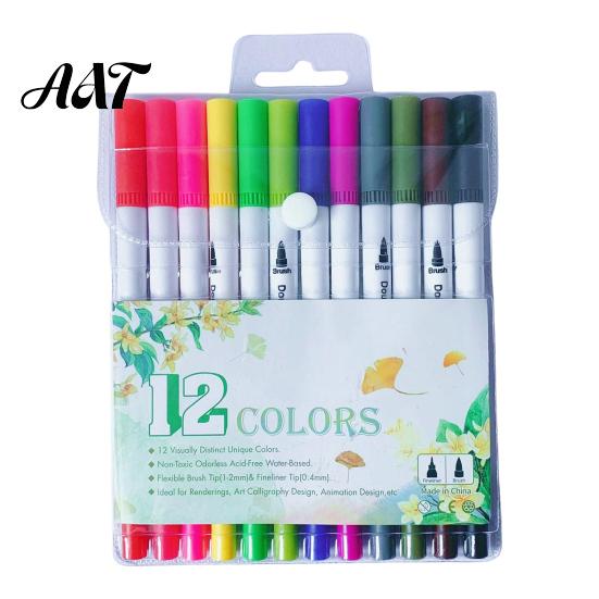 Art Enlightenment Tools Drawing Markers Set, with Brush And Fine Point Tips, Washable Pens Water-soluble Ink Supplies, for Hand-Drawn Creation