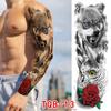 Waterproof Full Arm Floral Tattoo Stickers - Cross-Border Design for Europe & America
