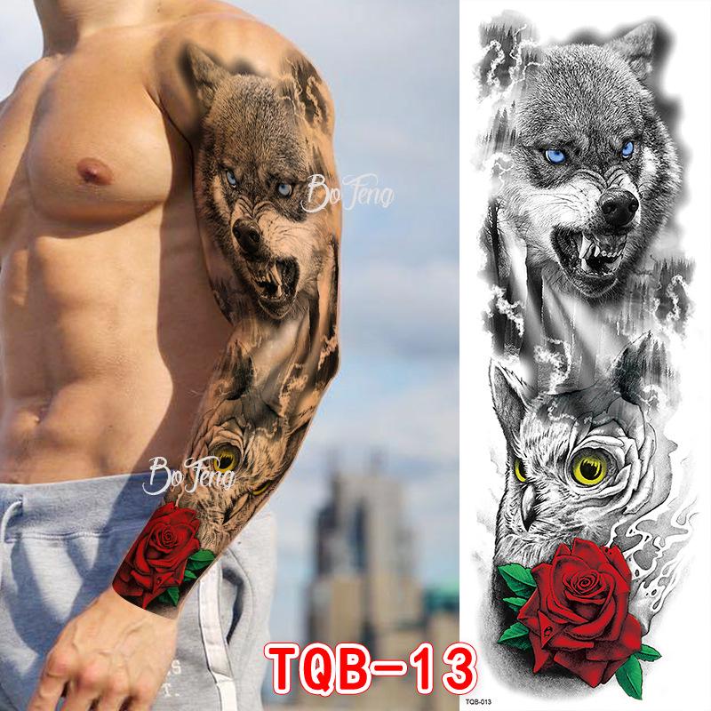 Waterproof Full Arm Floral Tattoo Stickers - Cross-Border Design for Europe & America