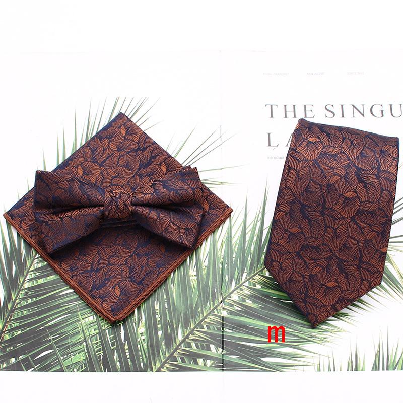 Rael Men'S Tie Set, Polyester Striped Tie Bow Tie Square Scarf Three-Piece Set, Suit Accessories