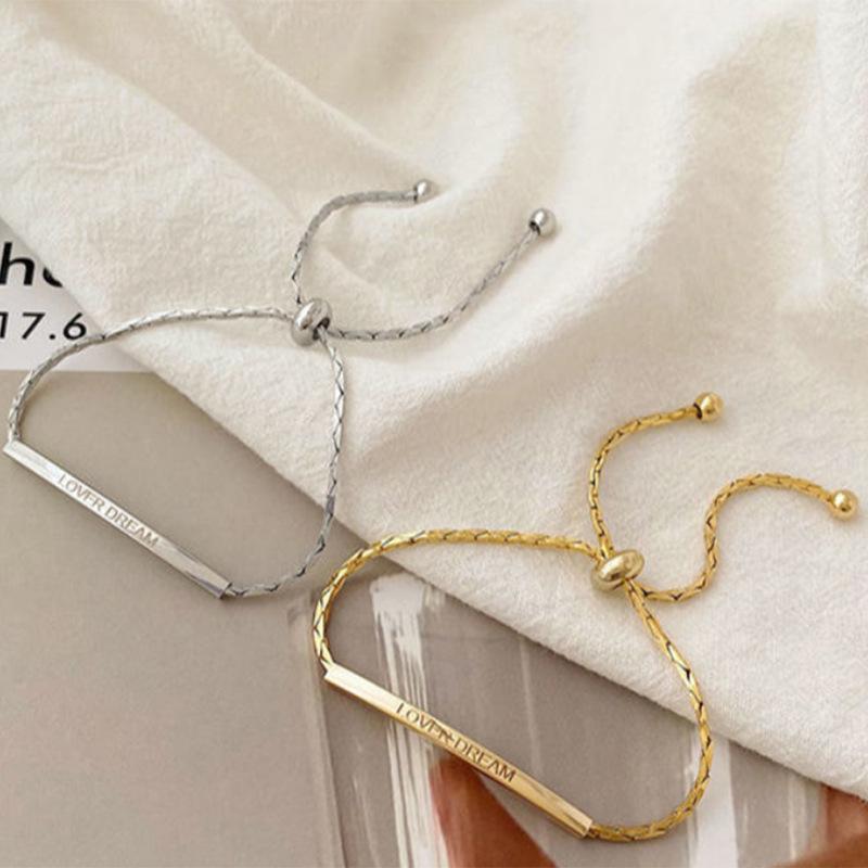 Vintage Gold Letter Bracelet For Women Minimalist Summer Jewelry Simple Elegant Friend Gift Boho Chic