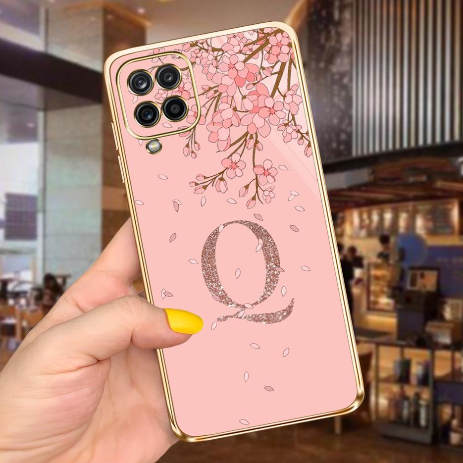 For Samsung Galaxy A12 Case Luxury Black Pink Couple Letters Cover Soft Fundas Phone Case For Samsung A12 F12 M12 F62 M62 Bumper