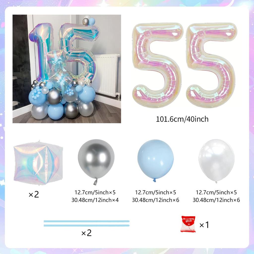 Colorful Rainbow Balloon Set Digital Transparent Colorful Aluminum Film Balloon Commemorative Day Birthday Party Decoration
