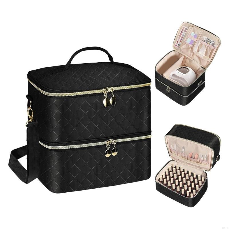 Nails Storage Case With Removable Dividers Sturdy Shoulder Strap Quilted Texture For Salons Artistics HX6C