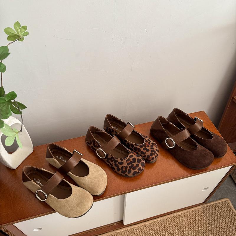 Flat-bottomed suede Mary Jane single shoes women's shoes 2025 new spring and autumn Korean version retro gentle soft-soled Doudou shoes
