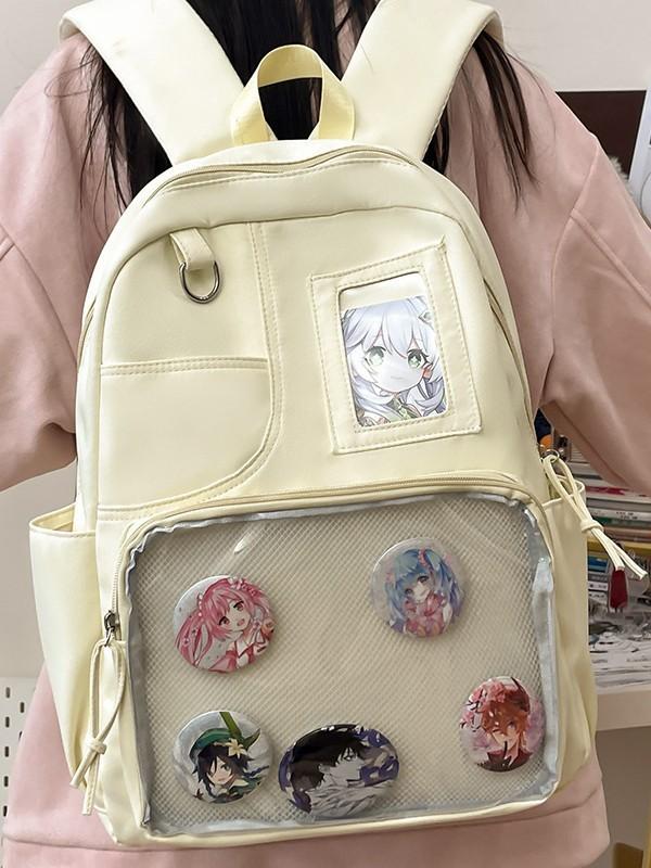 Nylon Large Capacity College Style Backpack With Design For Girls Student Commuting
