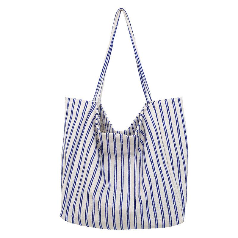 

New canvas tote bag women s versatile shopping large-capacity shopping bag light commuting shoulder fresh and simple one size fits all синий