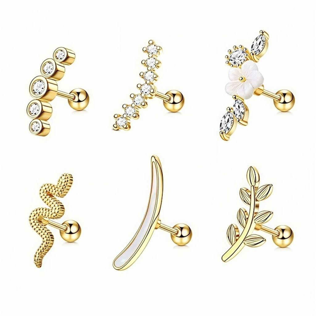16G Edelstahl Zirkonia Ohrstecker für Damen Helix Conch Knorpel Piercing Schmuck Schraubverschluss