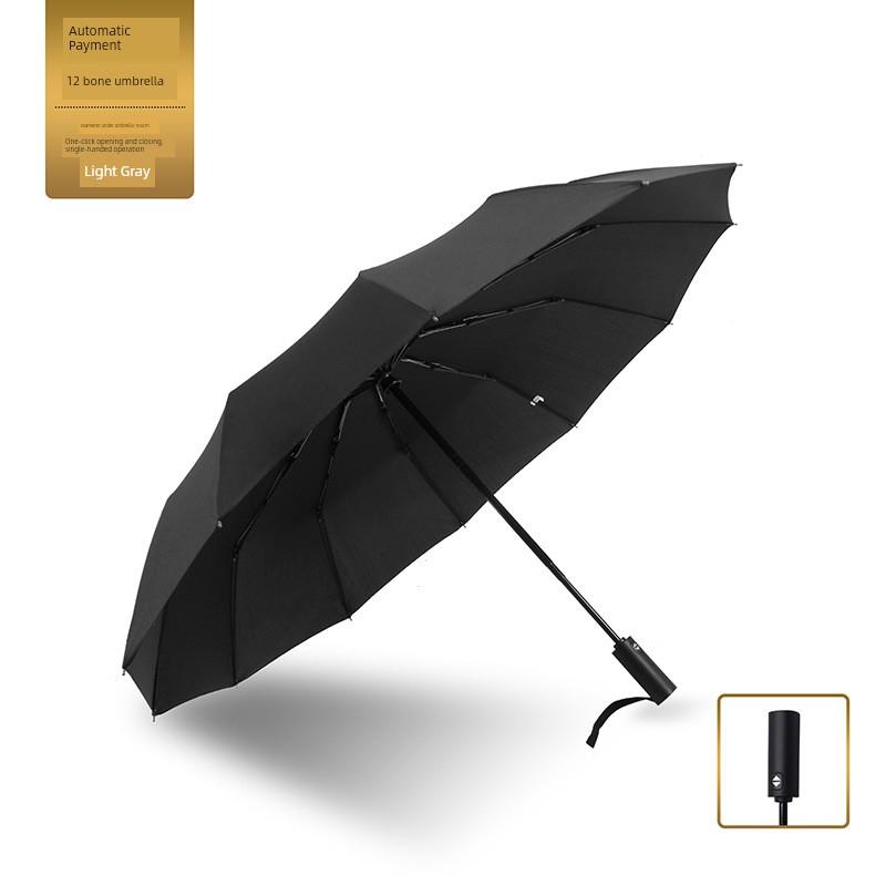 Ten-Bone 70% Off Fully Automatic Folding Umbrella for Men and Women, Business Black-Coated Sunshade Umbrella, Dual-Use for Sun and Rain, Promotional