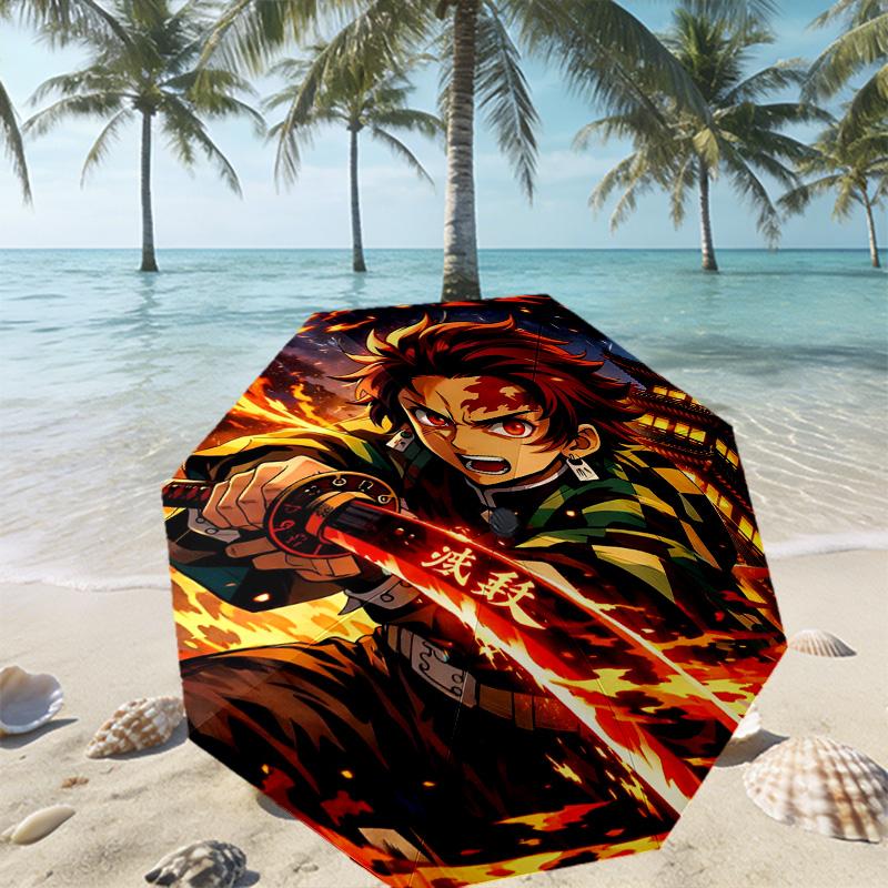Demon Slayer Druckschirm Automatisches Öffnen/Schließen - Tragbares faltbares Design - Tägliche Nutzung für Reisen/Outdoor - Geschenk zum Geburtstag