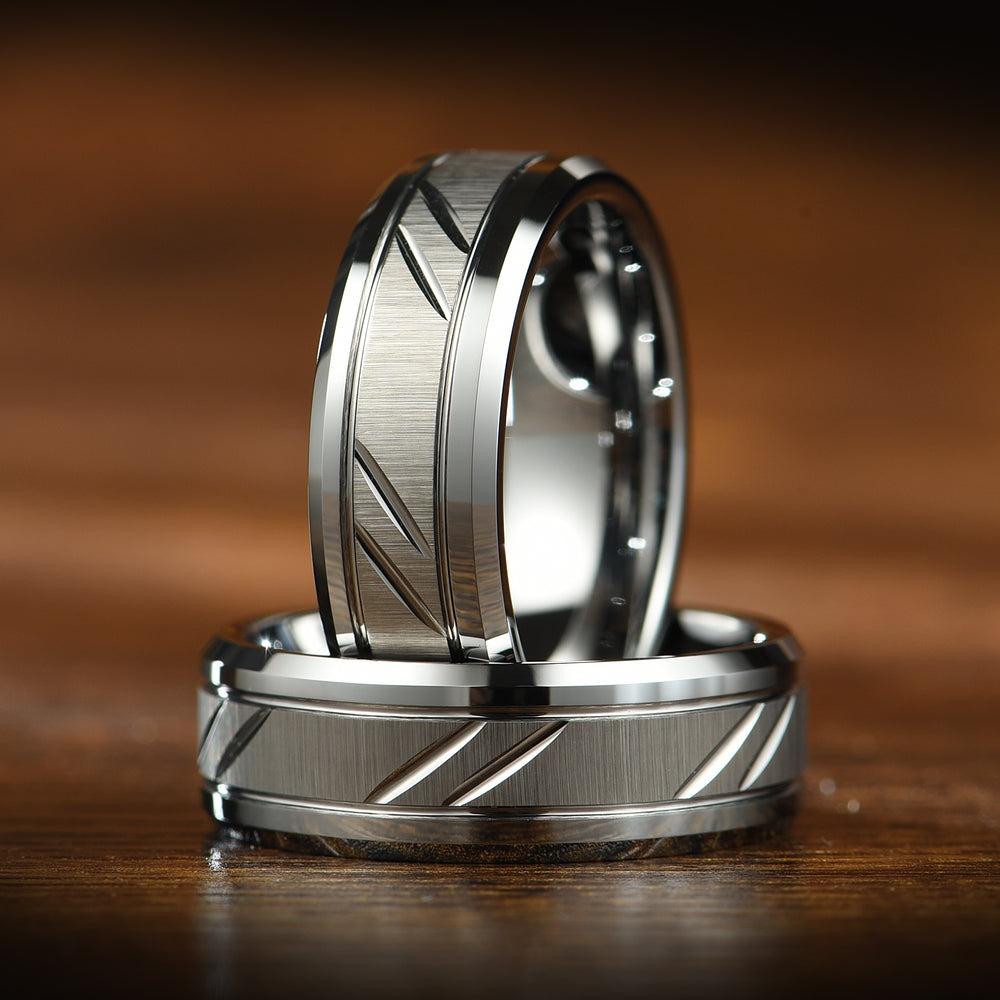 Classic Wave Pattern Couple Rings For Men Women High Quality Chevron Cut Stainless Steel Ring Engagement Wedding Rings