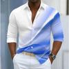 Men's Geometric Pattern Printed Long Sleeve Shirts Casual Cardigan New Button Holiday Fashion Shirts