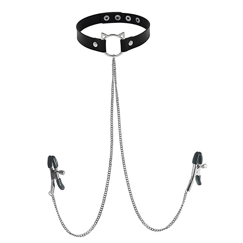 1Pc Nippel Ring Mit Choker Halskette Punk Stil Lange Kette Nippel Barbell Piercing Schmuck