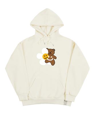 [Unisex] Big Flower Bear Smile Hoodie_Cream