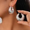 Cold wind metal sense geometric hollow round pleated ear buckle personalized environmental protection earrings