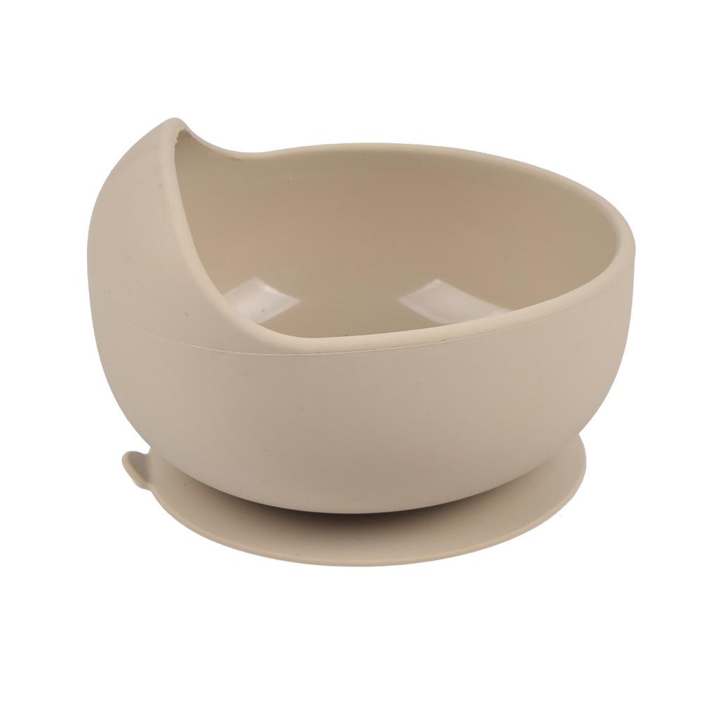 Silicone Baby Bowl & Spoon Set with Wooden Handle and Suction Cup