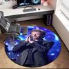 1pc Musician and actor Johnny Hallyday Round carpet Painted Printed circular carpet, home door mat, outdoor travel protection carpet