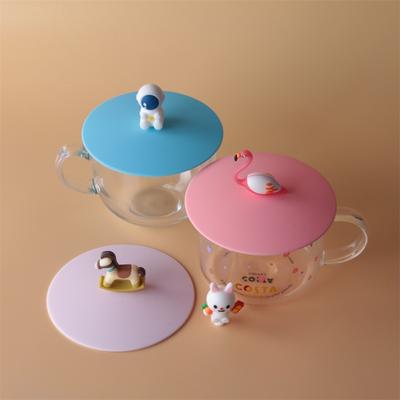 Mug Silicone Cup Lid Universal Breakfast Cup Lid Food-grade Lid Cute Cartoon Design