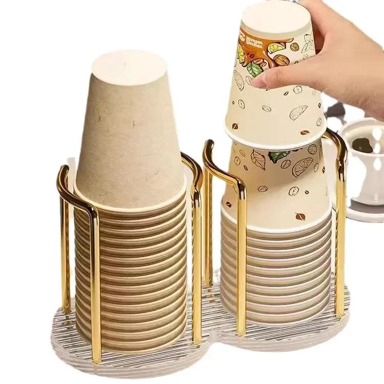 2024 New Disposable Cup Storage Holder Water Tea Cups Dispenser Rack Shelf with Longer Stick Mug Display Stand Home Organizer