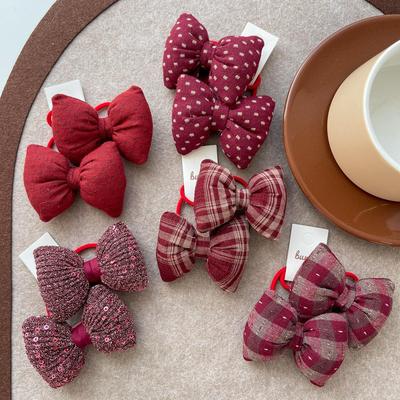 Dulce Lazo Rojo Kawaii Cuerda para el Cabello Anillo Regalo para Niños Niña Bebé Niño Banda Elástica para el Cabello Accesorios Tocado Adorno para la Cabeza