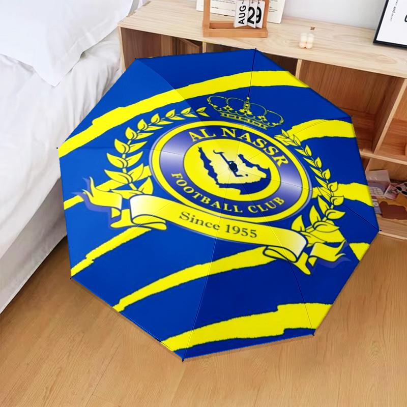 1PC Al-Nassr Football Club Crest Printed Umbrella Folding umbrella, automatic umbrella 8-Frame for Travel, camping Fan gifts Christmas Gifts