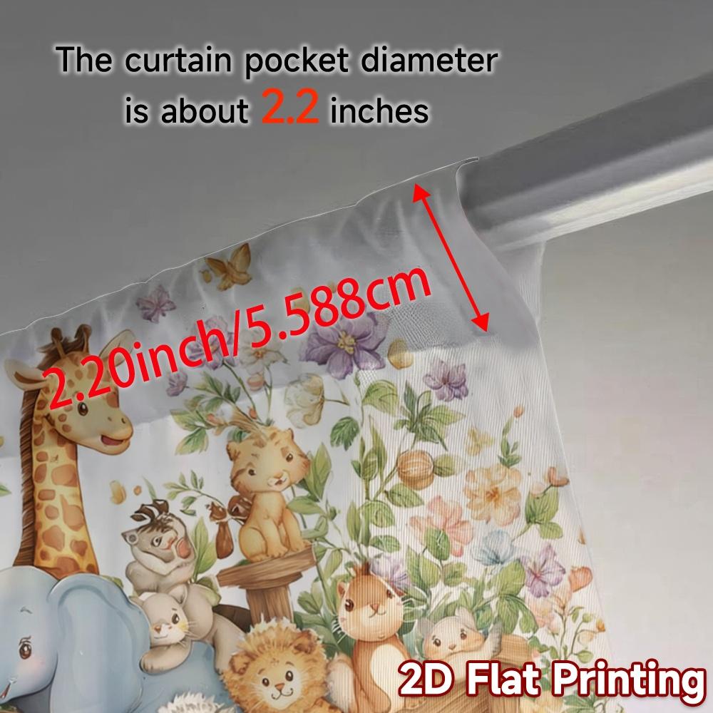2pcs   2D FLAT PRINTING Curtains (Without Rod) AnimalArk Popular Curtains&Drapes Versatile Durable Polyester Curtains Room Decor