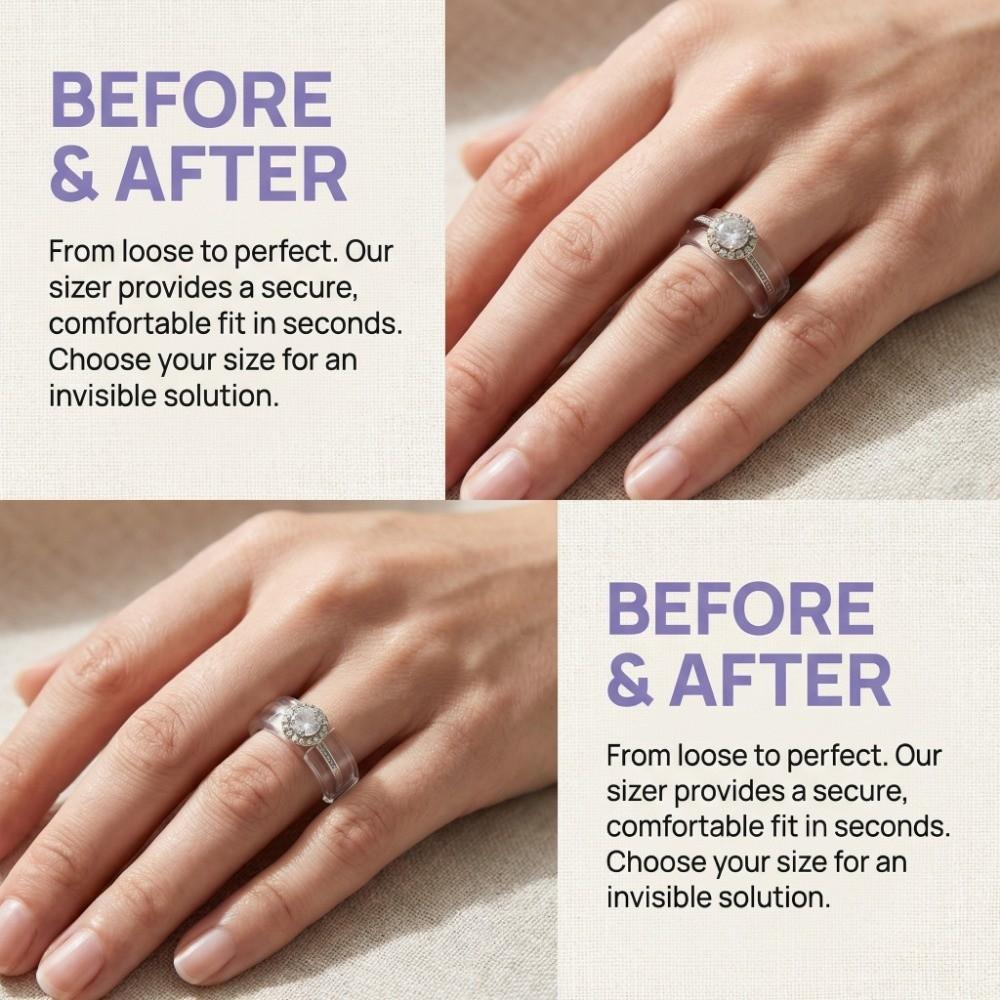15/26Pcs Transparent Ring Guards for Loose Rings Silicone Ring Tighteners  Unisex