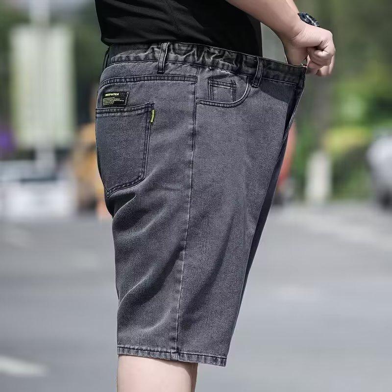Velké pánské módní šortky Denim Pánské džínové šortky velké velikosti Volné léto Ležérní Stretch Pětiminutové kalhoty Elastický pas