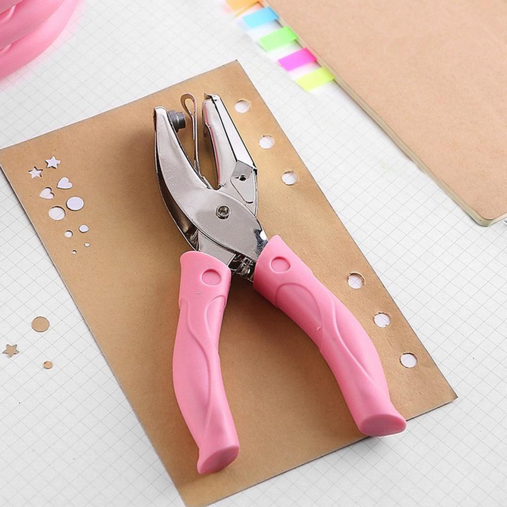 6.3" Handheld Hole Punch Round Star Heart Shaped Hole Thickened Leather Case For Paper Leather Craft Holes