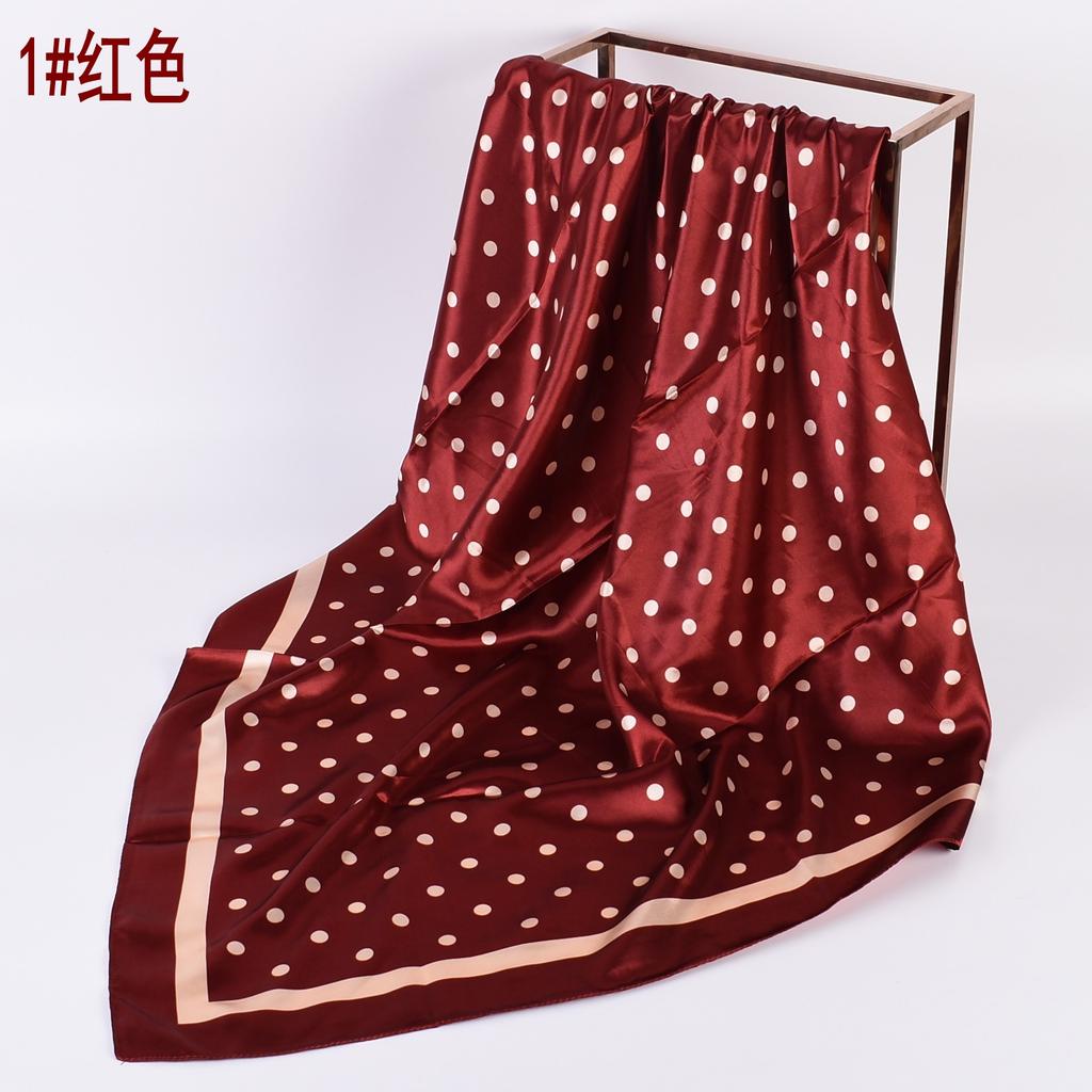 Summer New Fashionable Temperament Wavelet Dot 90CM Large Square Scarf Printed with Fashionable Square Silk