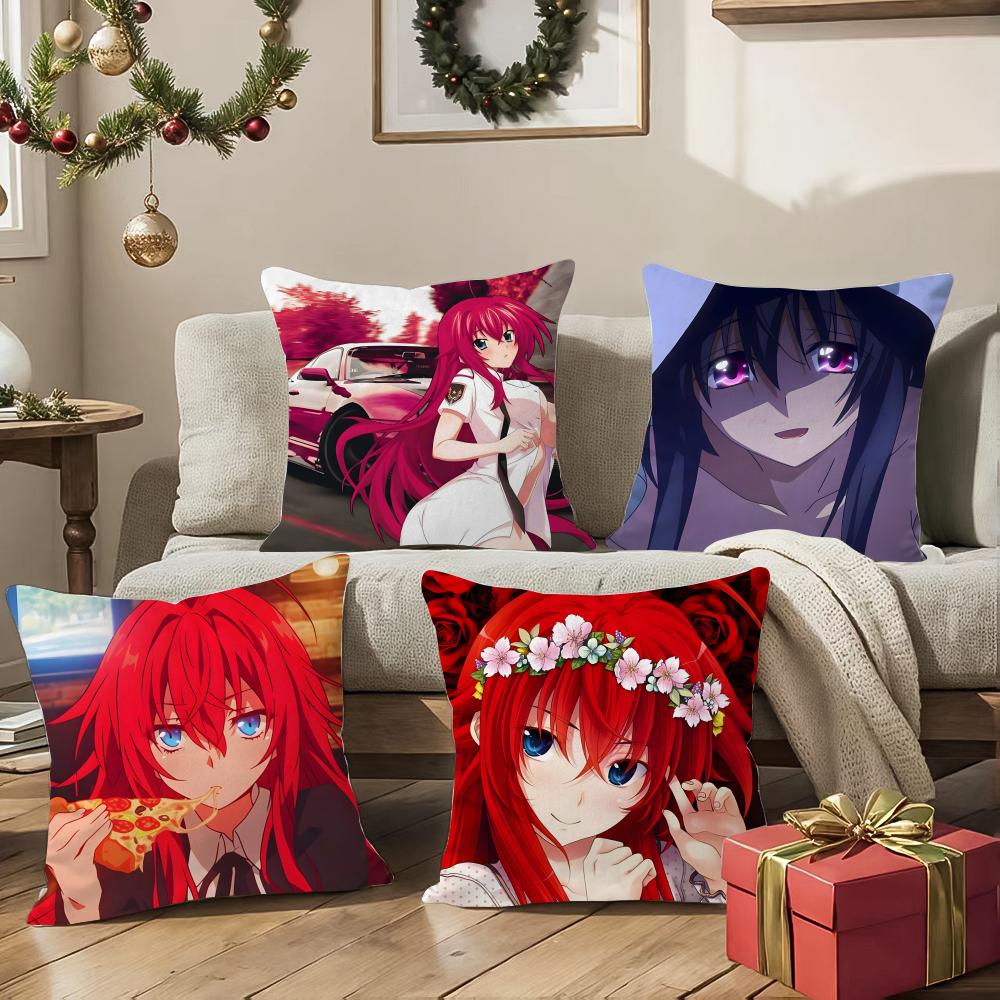 Anime High School Dxd-Beautiful Pillow Case Silky Short Plush With Invisible Zipper Dustproof Sofa Cushion Cover For Home Decor