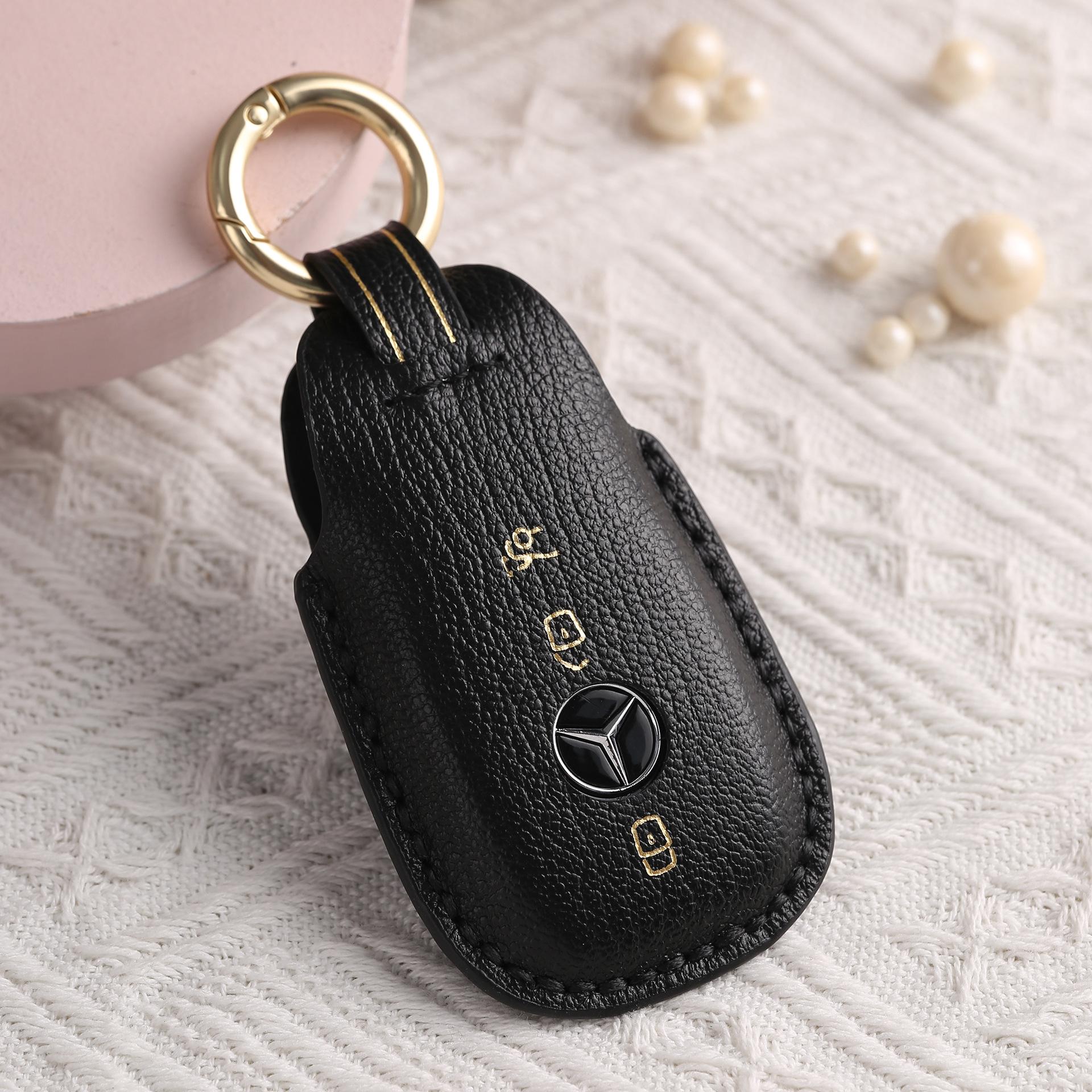 

Индивидуализированный чехол для ключа Mercedes-Benz E260L300 всесторонний чехол GLE пряжка CLS кожаная высококлассная сумка для ключей чёрный